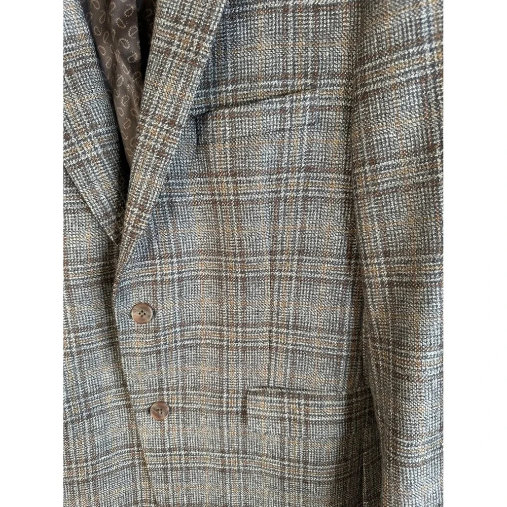 Joseph Abboud Mens Brown Plaid Lanificio di Pray Wool Blazer Sport Coat 40R